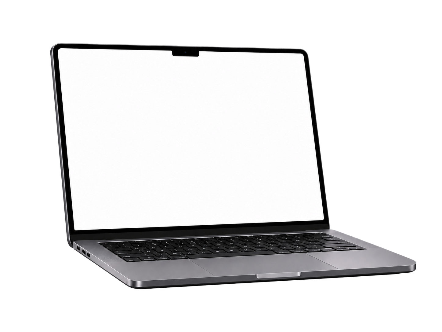 MacBook graphite, com teclado e trackpad, recortado sem fundo